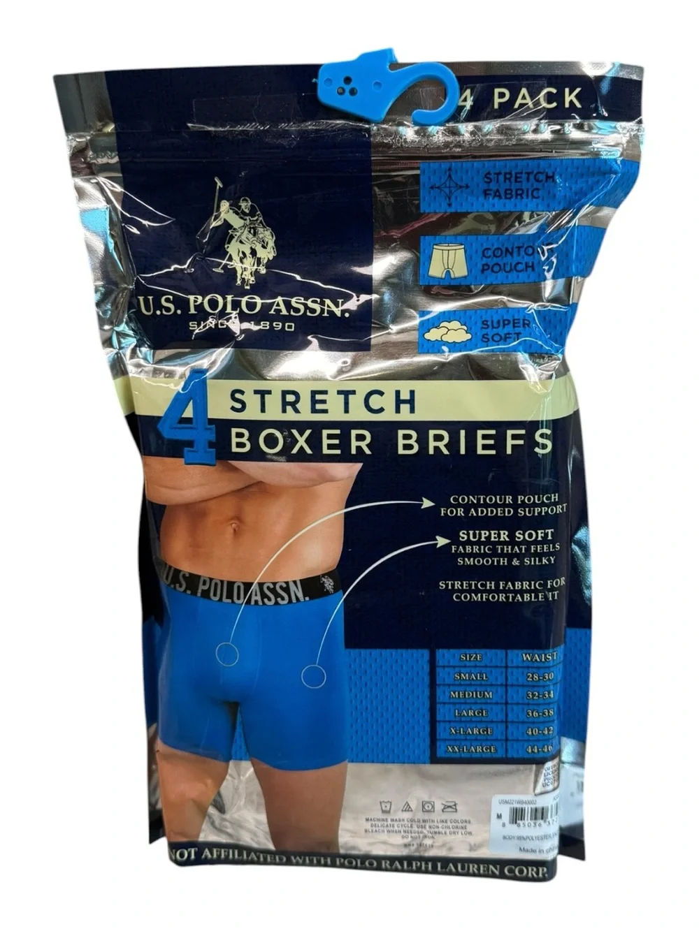 Boxer Briefs Mens U.S. POLO Assn 3 Pack Navy/Blue/Gray Logo MEDIUM NEW Cotton